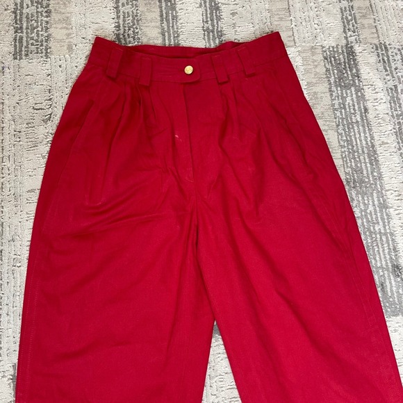 Vintage 80s MONDI West Germany Red High Waisted Pleated Trousers Womens 38 25x25 - Picture 3 of 15